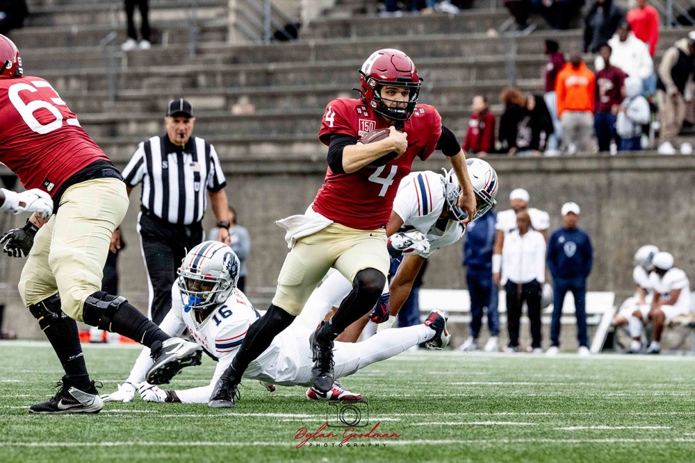 Coach playing quarterback in a Harvard game